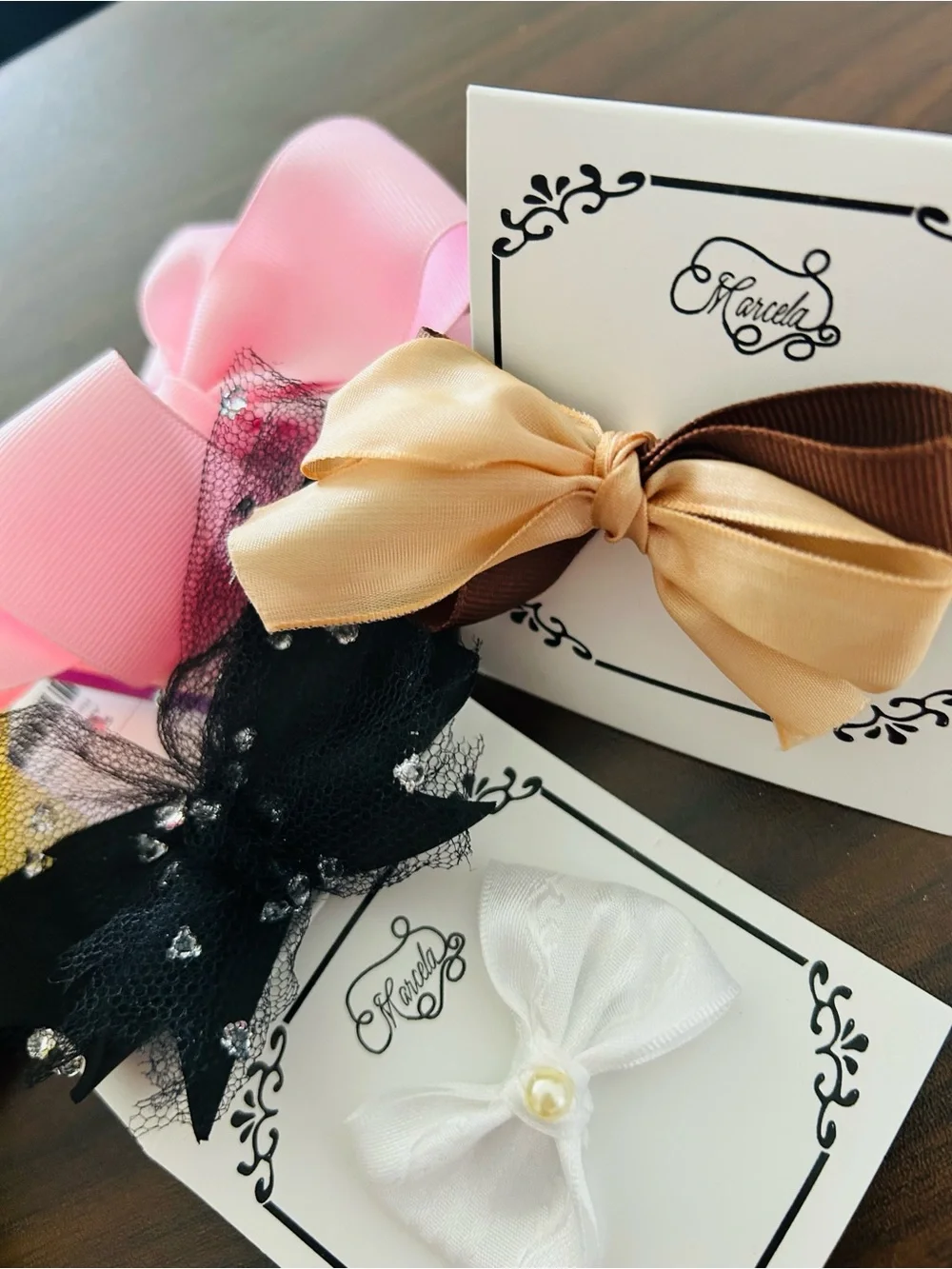 PACK of FIVE Assorted Girls Hair Bows Five Colors Party Dressup Hair Accessories